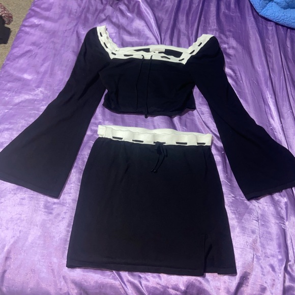 Elegant Black and White Women's Skirt Set - Picture 1 of 4